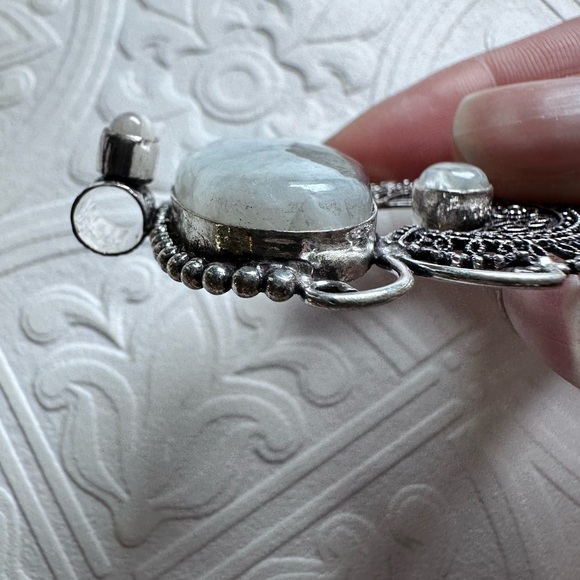 Moonstone Pendant Large on Cord Statement Necklace 1904 G - Picture 3 of 8